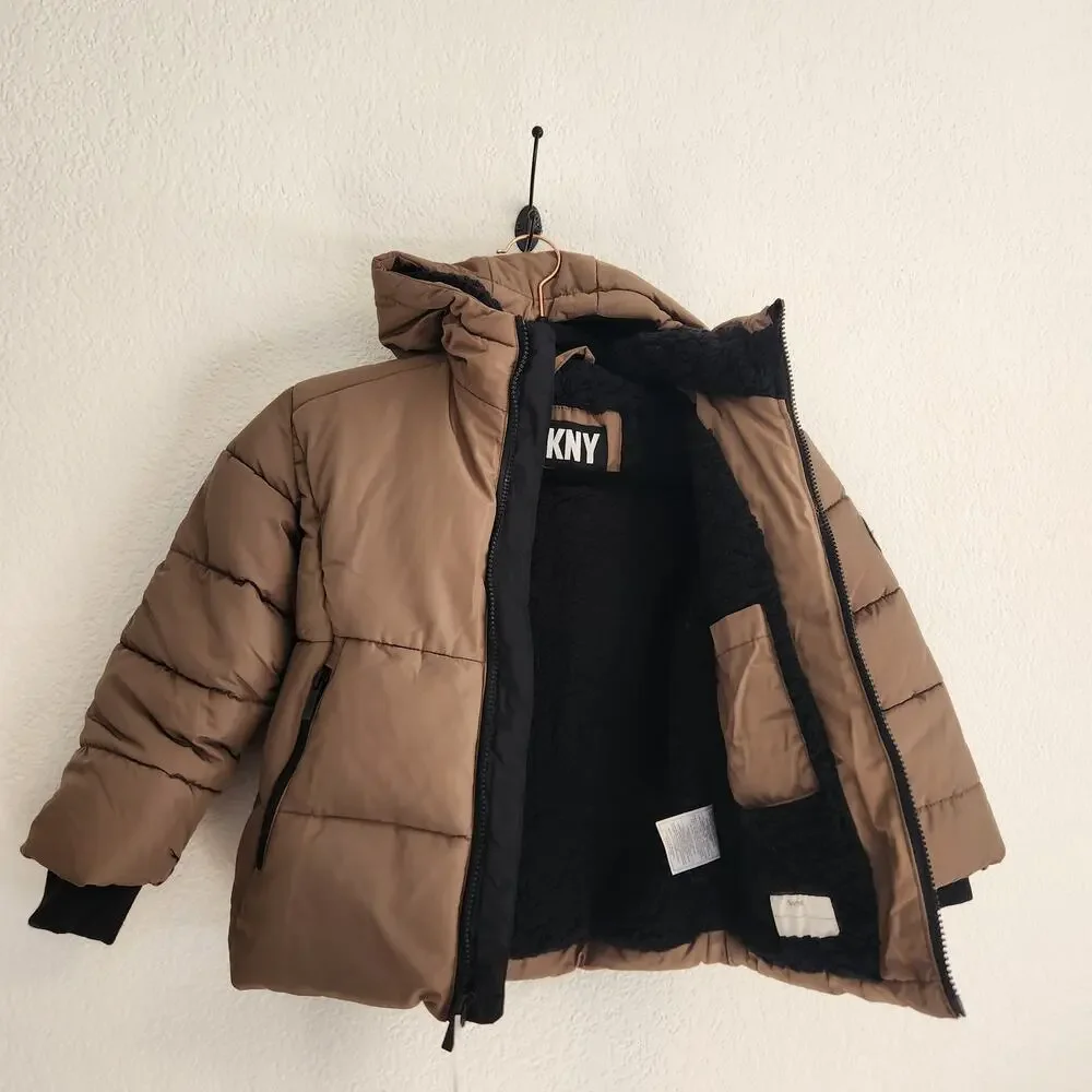 DKNY Kids Size‎ 5/6 Brown Insulated Puffer Jacket Brand New with Tags